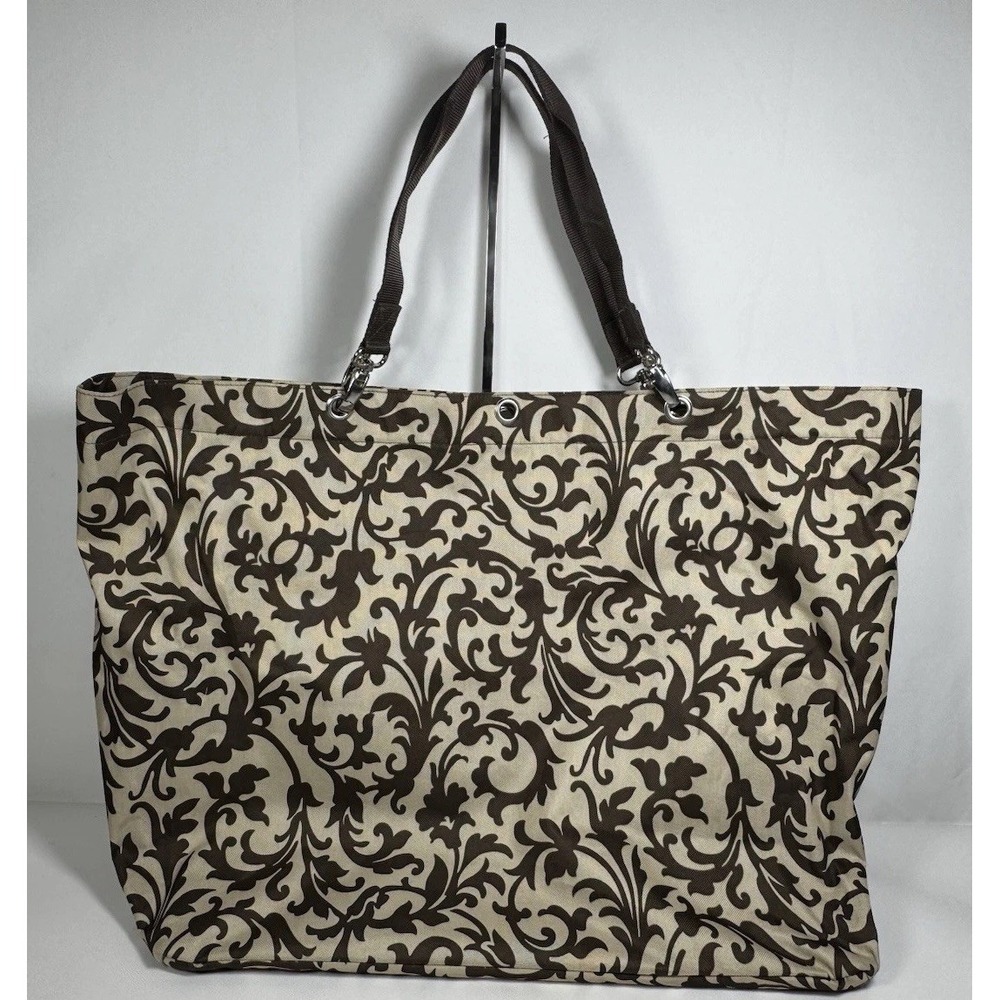 Reisenthel Damask Print Tote Bag Large Canvas Brown Cream Carryall